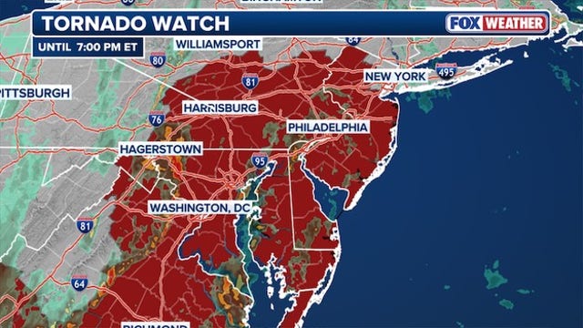 Tornado watch issued for parts of NJ as rain, wind slam Tri-State l Latest storm forecast