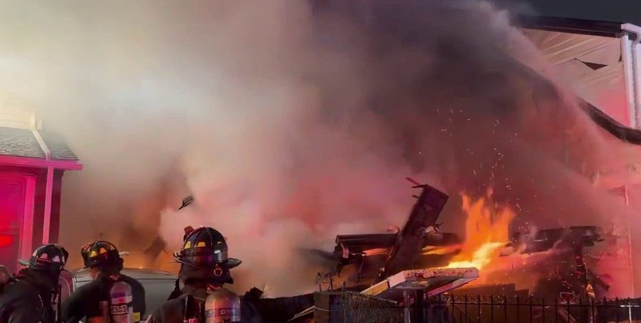 Man with knife sparks Queens house explosion, injures officers, remains unaccounted for