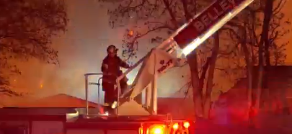 Massive Belleville warehouse fire burns for hours, spreads to nearby buildings