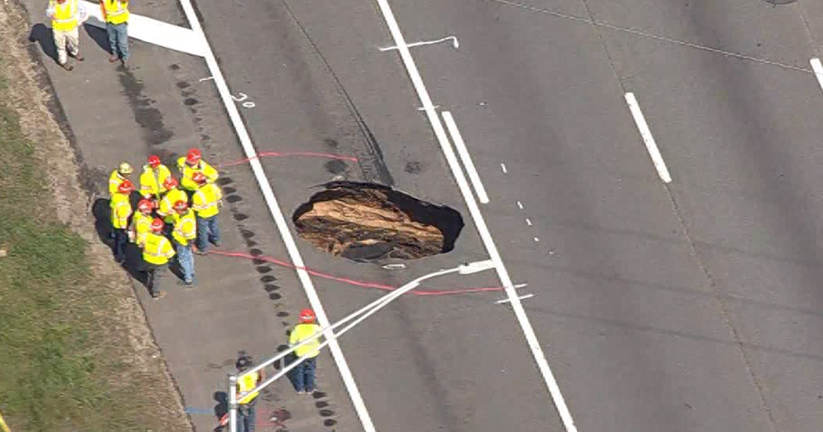 Large sinkhole linked to sewage project closes lanes on westbound LIE