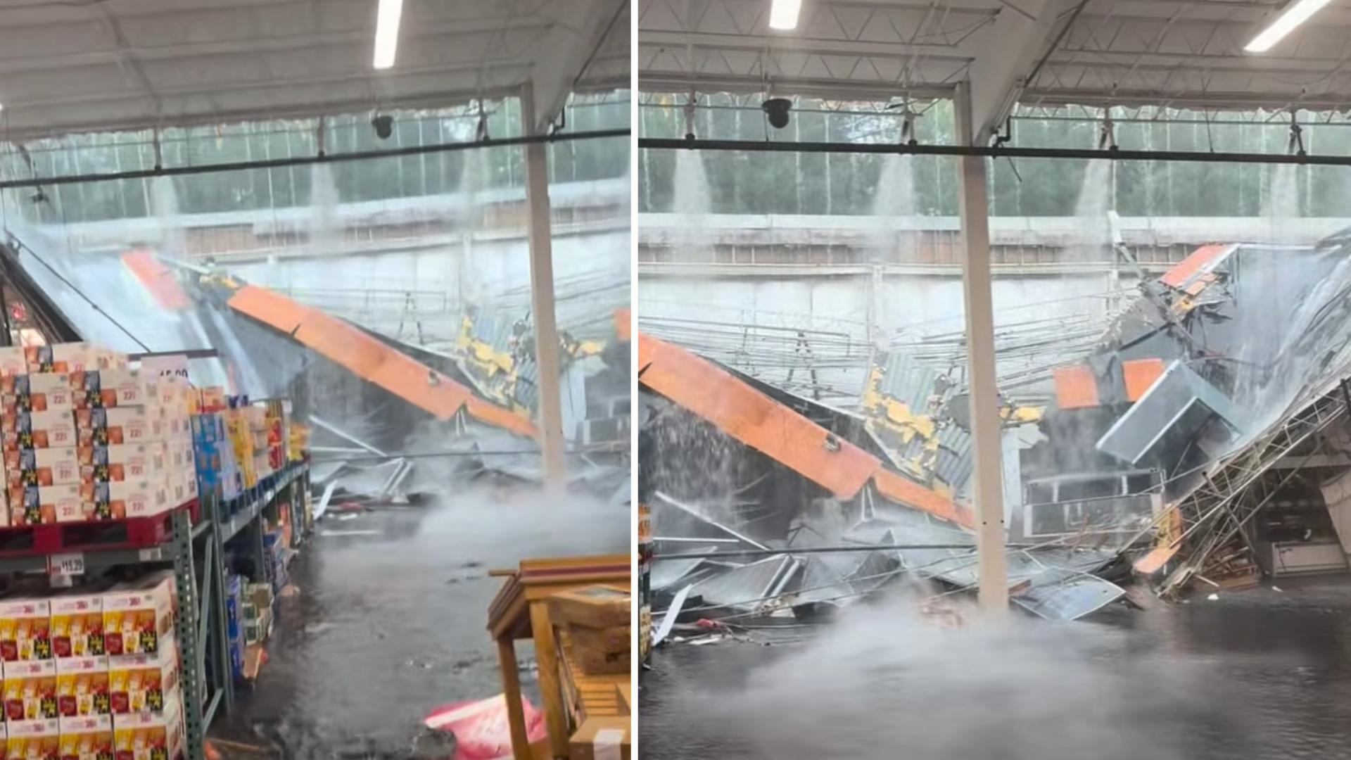 Dramatic video shows BJ's roof collapse during NJ rain storm