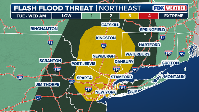 NYC area under flood watch amid severe weather threat; rainfall could top 6"