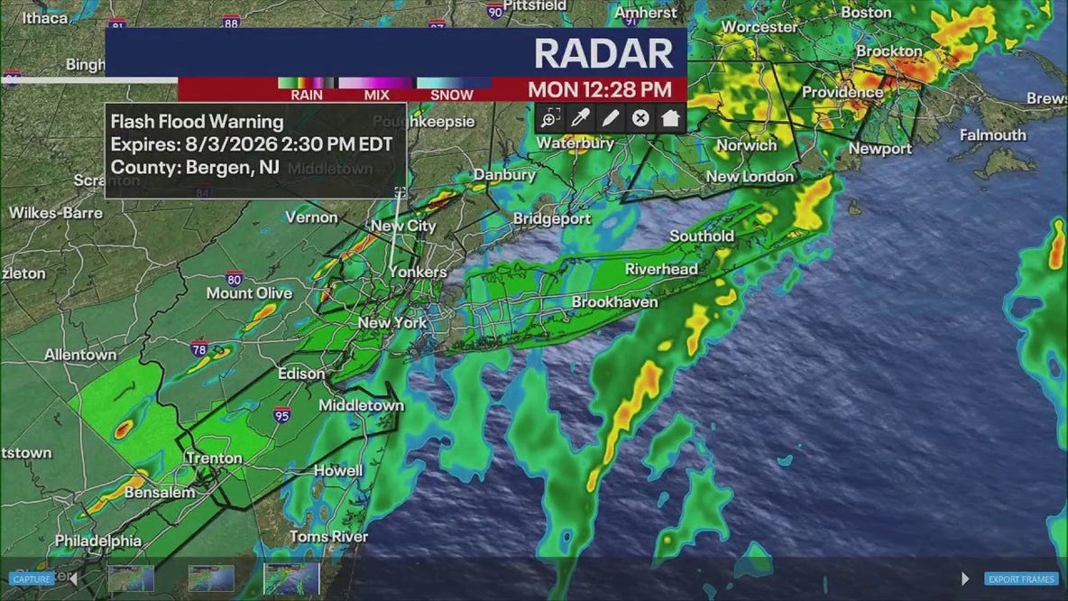 Flood watch issued for NYC, NJ amid heavy rainfall; Up to 3 inches of rain possible Monday