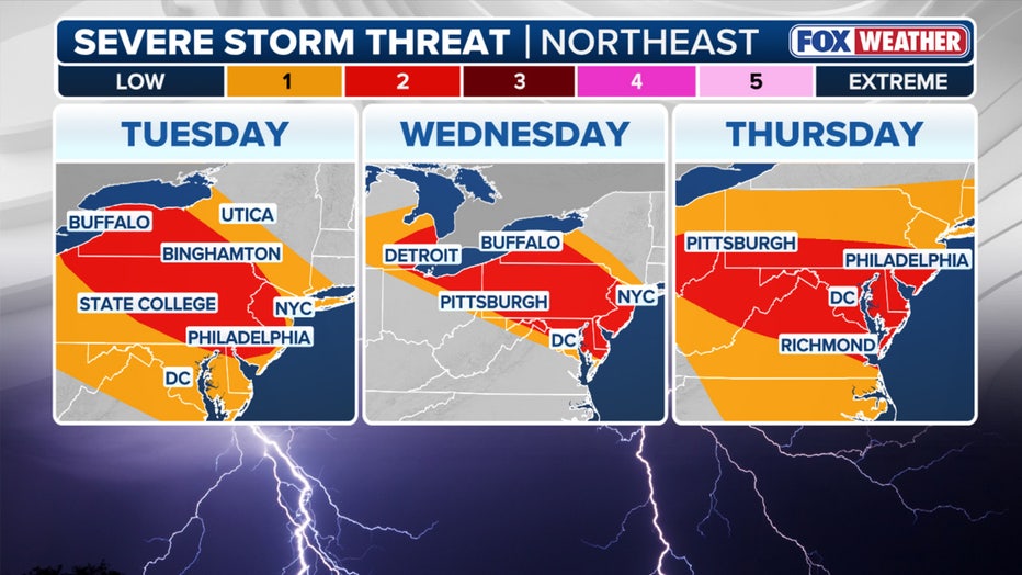 Multiday severe storm threat outlook.
(FOX Weather)
