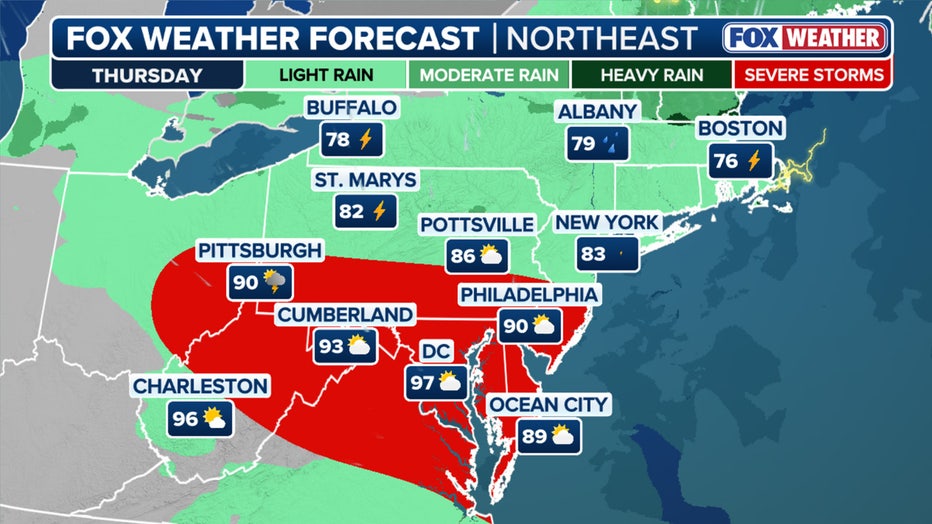 Thursday forecast across the Northeast.
(FOX Weather)
