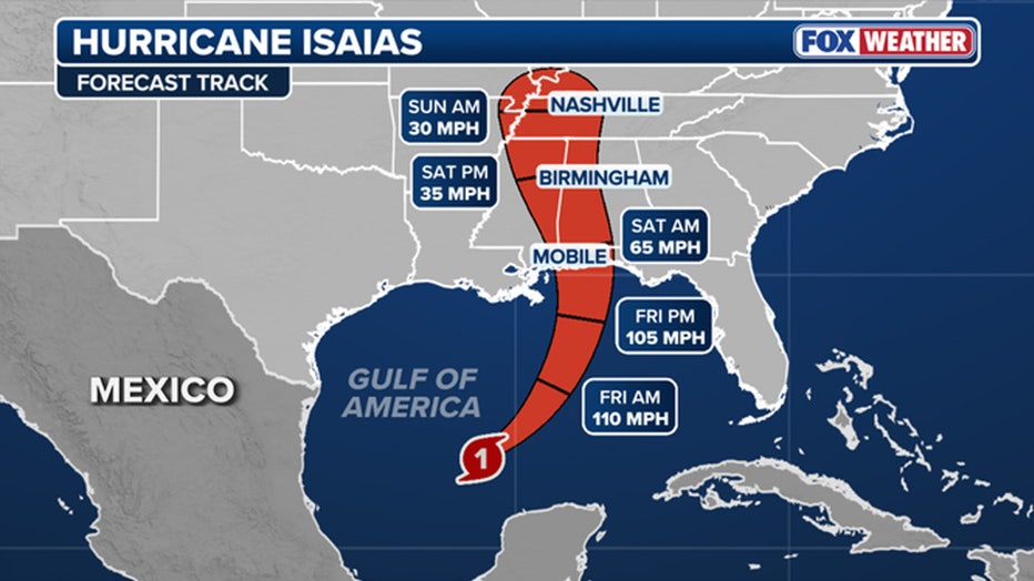 Hurricane Isaias forecast cone. (FOX Weather / FOX Weather)