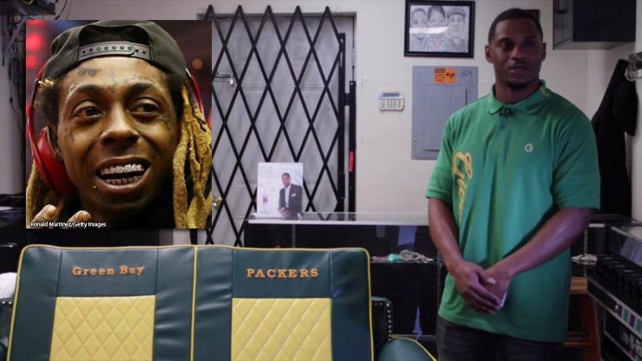 Milwaukee furniture maker created green and gold sofa for rapper Lil Wayne,  a Packers fan since childhood
