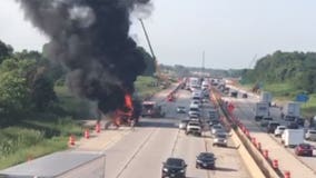 Truck fire on NB I-94 near Puetz Road in Oak Creek creates significant backups; no injuries