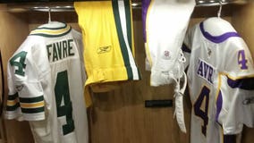 Some Packers fans may not be pleased to learn Favre's HOF locker display includes Vikings jersey