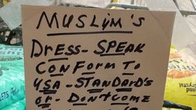 Suspect identified after anti-Muslim sign found inside grocery store; no charges will be filed