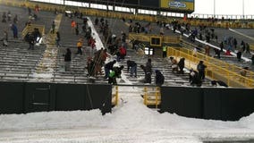 Get paid $12/hour to help shovel snow out of Lambeau Field on Wednesday