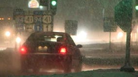 Snowy evening makes driving a challenge in Racine