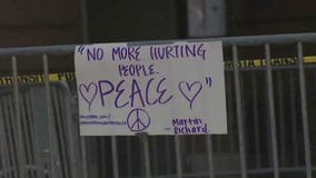 Memorial established at site of Boston bombings