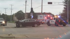 1 taken to hospital following crash near N. 76th and Calumet