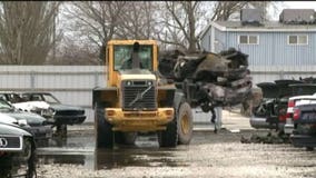 Lethal combination in salvage yard fire: engines, transmissions, fuel tanks, propane