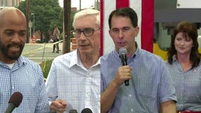 Dems' hope for governor is former teacher: Evers and Barnes, Walker and Kleefisch hit the campaign trail