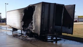 Oak Creek Fire Department battles semi trailer fire near 20th and Ryan Road