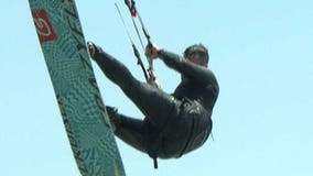 Kite boarding on Lake Michigan dependent on ideal weather