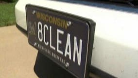 Eau Claire man removes Braun-themed "8-CLEAN" license plate