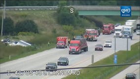 No injuries after cement mixer rolled in ditch along NB I-41/US 45 in Germantown