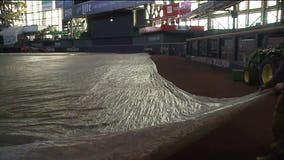 Sure sign of spring: Outfield growth blanket removed from playing field at Miller Park