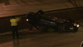 Several hurt after collision, double rollover crash in Marquette Interchange