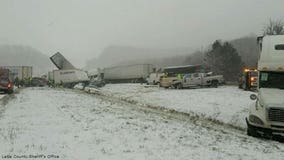 Drivers trapped, multiple injuries after massive pileup involving more than 50 vehicles on icy I-90 in Ohio