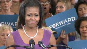 First lady Michelle Obama speaks at Bradley Tech H.S.