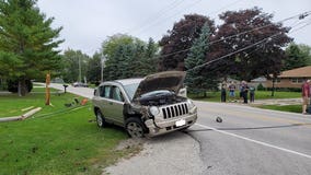 Driver suffers minor injuries after SUV took down power poles in Caledonia