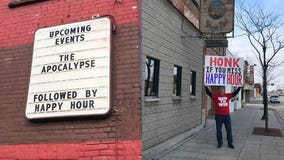 'HONK if you miss Happy Hour:' Oshkosh bar owner does what he can to bring smiles to passersby