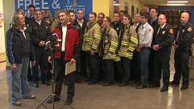 Fire departments collect peanut butter for Hunger Task Force