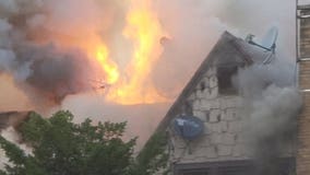 Firefighters battle 2-alarm fire at home in Whitefish Bay after storm pushed through