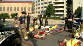 Real-life training: First responders face fake bomb blast at Camp Randall Stadium