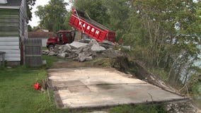 Bluff erosion: Slabs of concrete transported to homes in need of protection from Lake Michigan