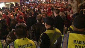 Disappointed Badgers fans spill onto State St. in Madison