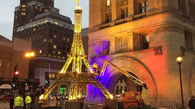 "We share Paris' agony:" Milwaukee stands with Paris as mini Eiffel Tower erected at City Hall