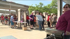 Increased security: Metal detectors at gates at Milwaukee PrideFest Sunday after Orlando shooting