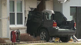 "Everything was blown across the room:" Elderly driver apparently loses control of SUV, crashes into home