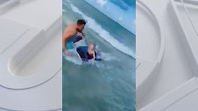 'Hey buddy, there's a shark right there!' Off-duty police officer pulls boy away from shark