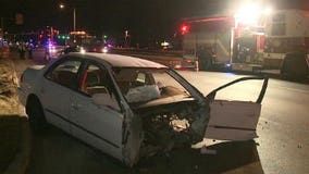 Car cut in half when it slams into pole in Brookfield