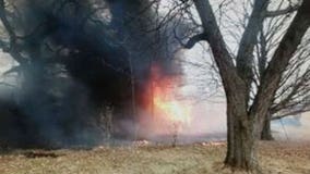 Elderly homeowner feared trapped inside burning barn near Kansasville found safe; no injuries