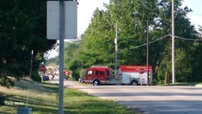 Firefighters battle blaze on roof of barn on Sauk Trail Road in Oostburg