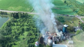 Multiple departments called out to to fully engulfed barn fire in Sheboygan County