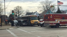 2 taken to hospital following crash involving 2 vehicles, school bus near 6th and Oklahoma