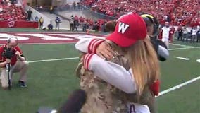 Army Captain surprises her daughter at Wisconsin game