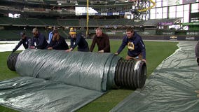 Sure sign of spring: Tarp removed from playing field at Miller Park, 'grass has been doing well'