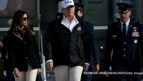 President Trump dispenses hoagies, handshakes in hurricane zone