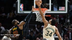 Giannis gets double-double; LeBron gets triple-double; Cavs beat Bucks 124-117