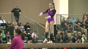A huge gymnastics meet in the heart of downtown Milwaukee, sponsored by Hal's Harley-Davidson!