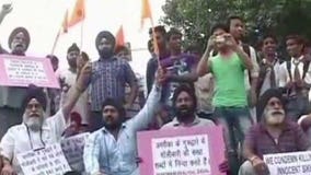 Sikhs in India protesting outside U.S. Embassy following shooting